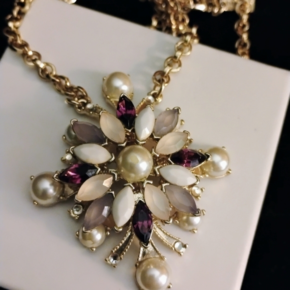 Elegant Gold and Purple Pearl Necklace Vintage The Limited - Picture 1 of 9